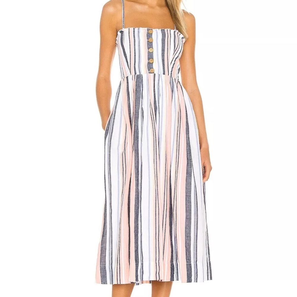 Free People Striped Sleeveless Button-Front Dress